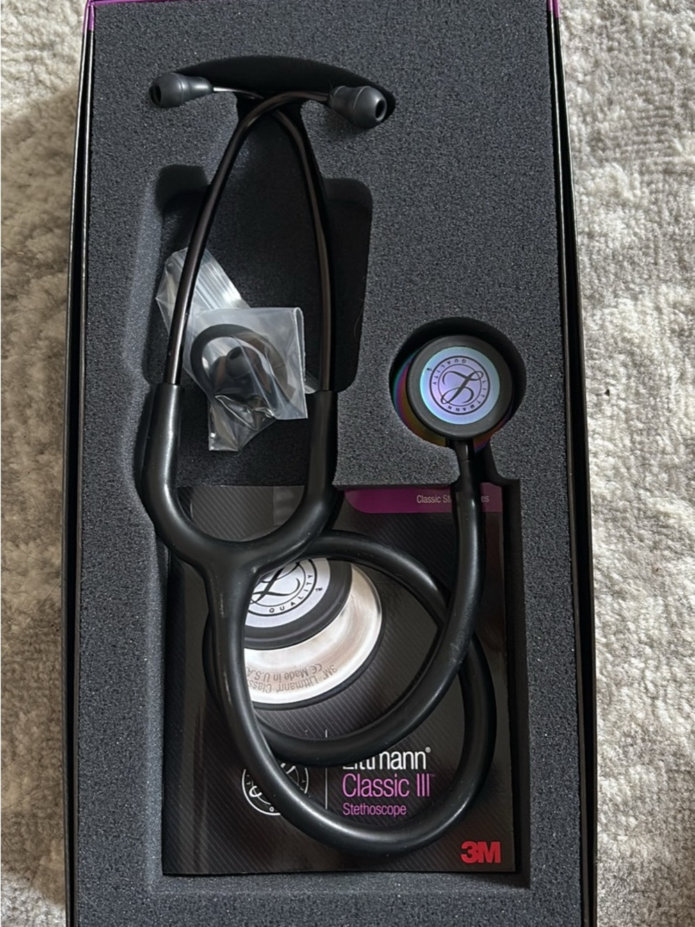 3M Littmann Classic III Stethoscope - Black with Rainbow Chestpiece